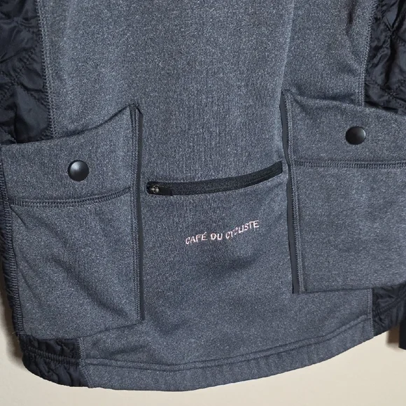 Cafe du Cycliste Heidi Jacket Women Medium Black Gray Insulated Winter Cycling - Picture 11 of 12